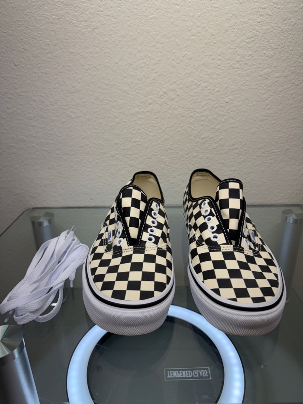 Vans authentic silhouette Checkerboard Slip-Ons - Black and White